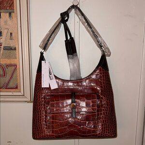 Dooney & Bourke Brown Croc-Embossed Shoulder Bag